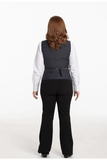 Women's Custom Grey Vest with Black Lapel
